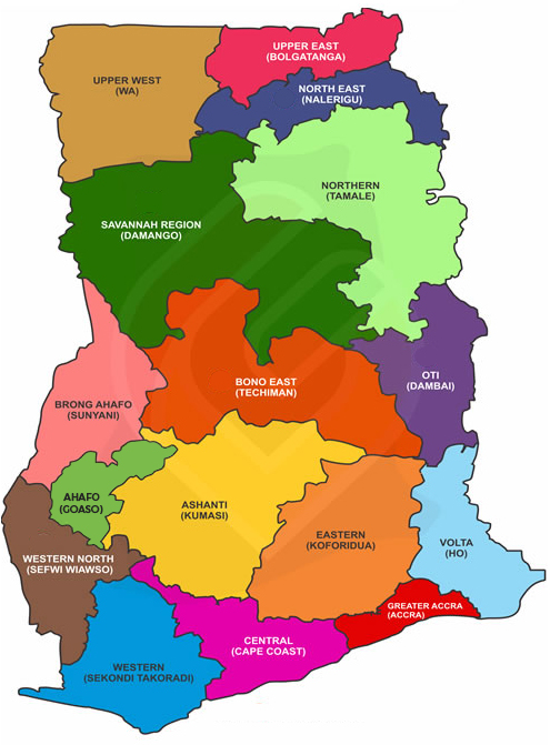 Map & Regions in Ghana - Ghana Permanent Mission to the United Nations
