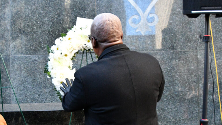 President Mahama leads a wreath